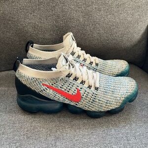 Nike Air VaporMax Flyknit 3 'Photo Blue Gold'  Shoes Mens 9.5 Sneakers